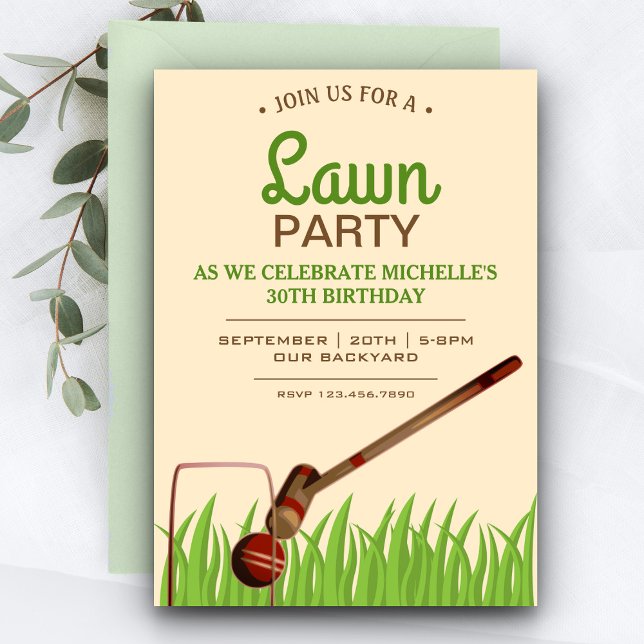 Croquet Backyard Game Lawn Birthday Party Invite (Creator Uploaded)