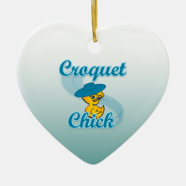 Croquet Chick #3 Ceramic Tree Decoration (Front)