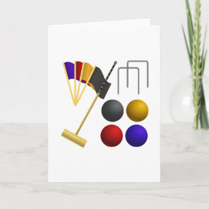 Croquet Equipment Set Mallet Balls Hoops Card