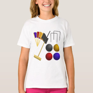 Croquet Equipment Set Mallet Balls Hoops T-Shirt