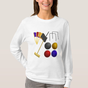 Croquet Equipment Set Mallet Balls Hoops T-Shirt