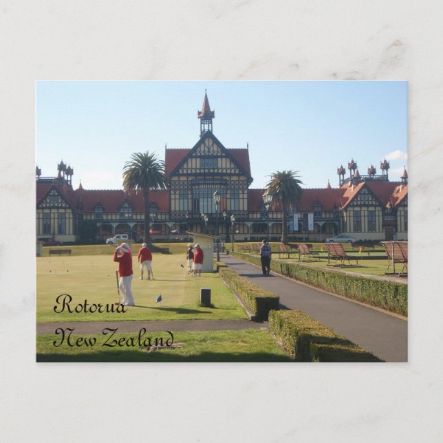 Croquet in front of the Rotorua Museum postcard (Front)