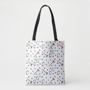 Croquet Player Boho Hand-Illustrated Whimsical Tote Bag
