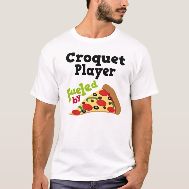 Croquet Player (Funny) Pizza T Shirt (Front)