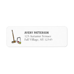 Croquet Player Hand-Illustrated Lawn Games Address