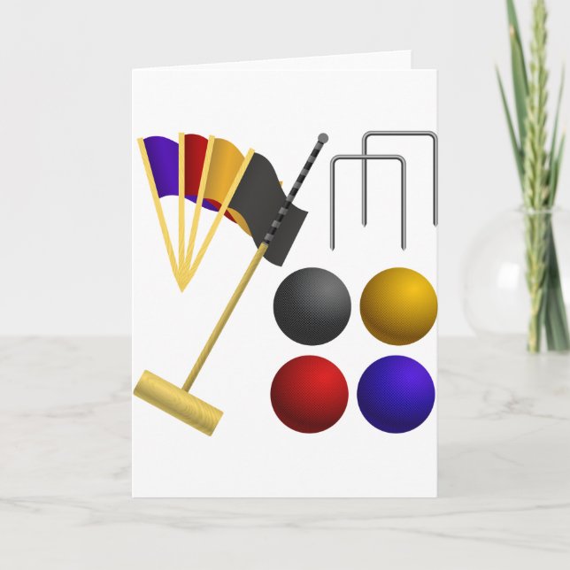 Croquet Set Greeting Cards (Front)