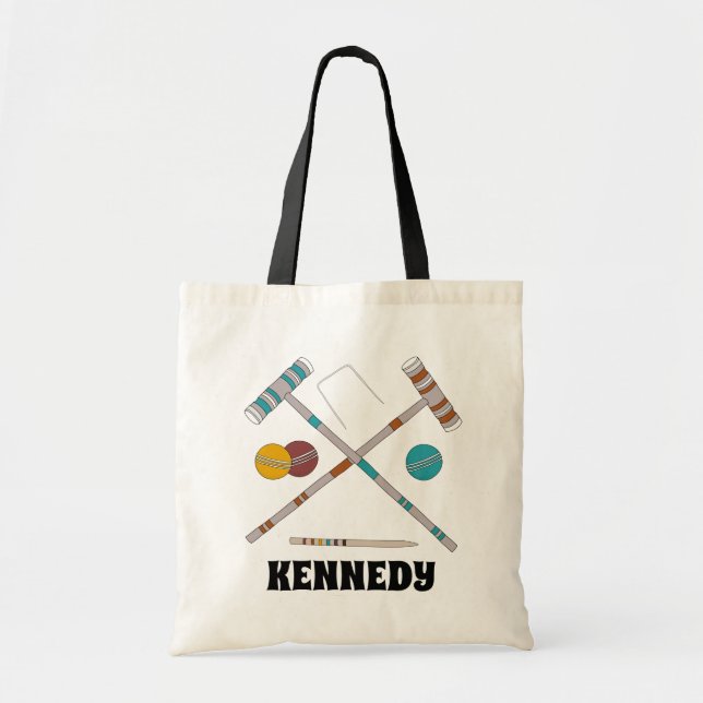 Croquet Set, Lawn Games Personalised Tote Bag (Front)