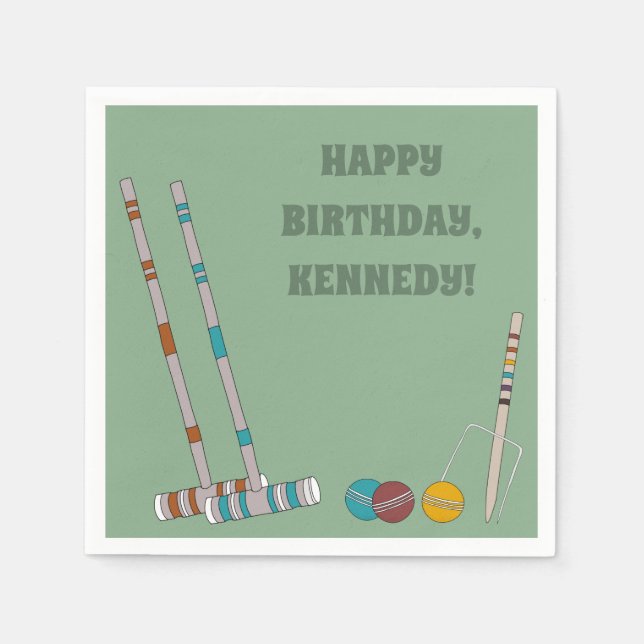 Croquet Set, Yard Game Custom Outdoor Party Napkin (Front)
