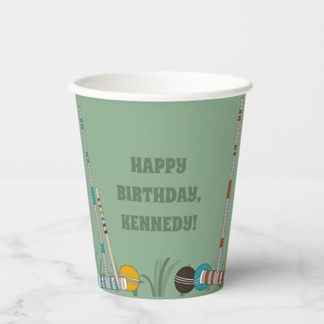 Croquet Set, Yard Game Custom Outdoor Party Paper Cups (Front)