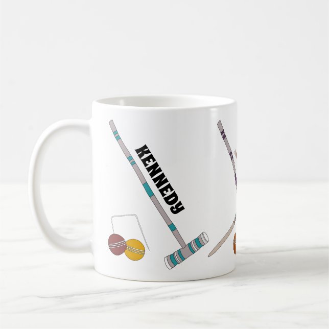 Croquet Set, Yard Game Personalised Coffee Mug (Left)