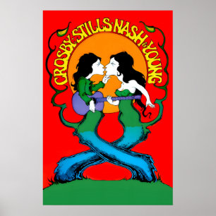 Crosby, Stills, Nash, and Young 1960s Promo Poster