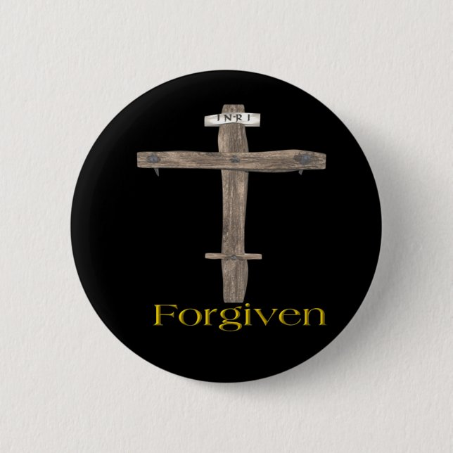 Cross 6 Cm Round Badge (Front)