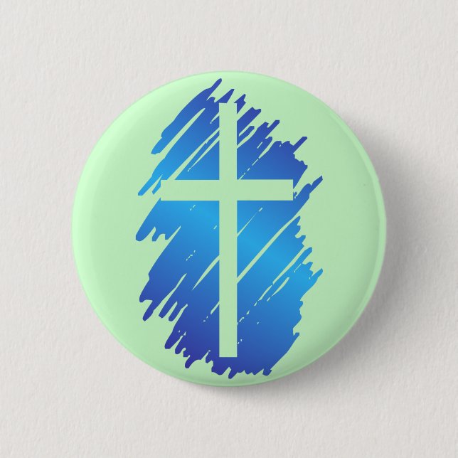 Cross 6 Cm Round Badge (Front)