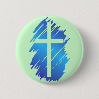 Cross 6 Cm Round Badge