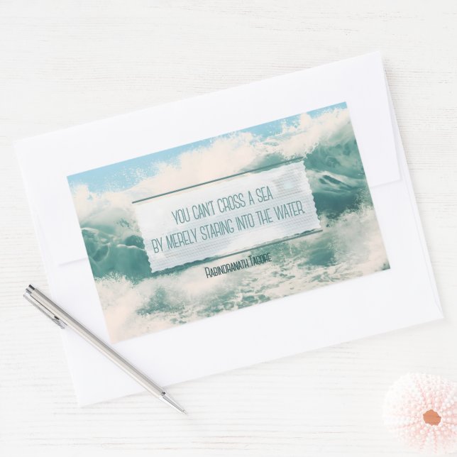 "Cross a sea" Inspirational Quote Rectangular Sticker (Envelope)