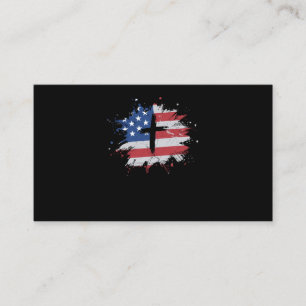 Cross American Flag Christian Men Business Card