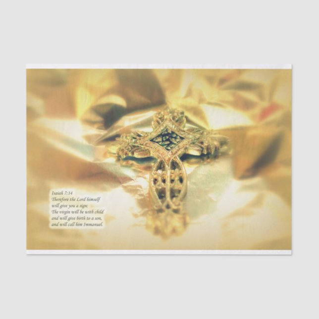 Cross and Bible Quote - Christianity Tissue Paper (Front)