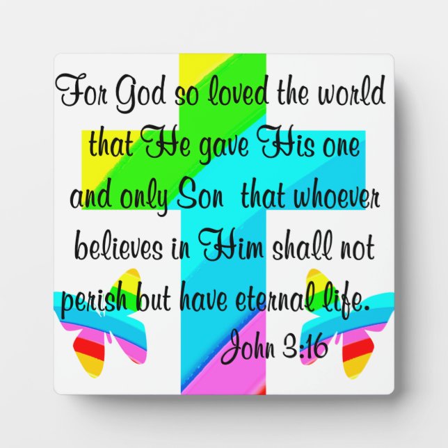 CROSS AND BUTTERFLY JOHN 3:16 DESIGN PLAQUE (Front)