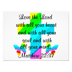 CROSS AND BUTTERFLY MATTHEW 22:37 DESIGN PHOTO PRINT