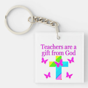CROSS AND BUTTERFLY TEACHERS BLESSING DESIGN KEY RING