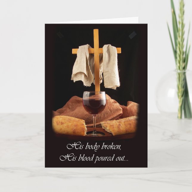 Cross and Communion Easter Design Greeting Card (Front)