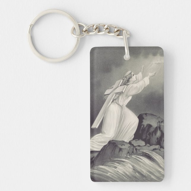 Cross and Crown Christian symbol  Key Ring (Front)