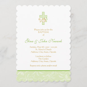 Cross and Dove   Neutral Baptism Invitation