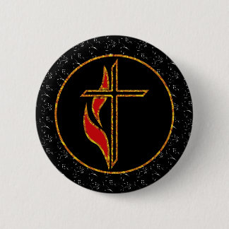 Cross and Flame 6 Cm Round Badge