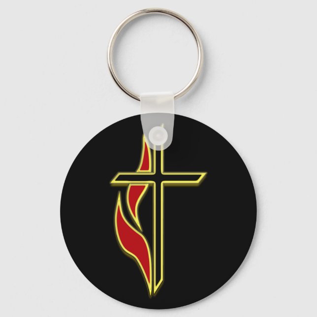 CROSS AND FLAME KEY RING (Front)