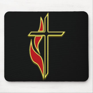 CROSS AND FLAME MOUSE PAD