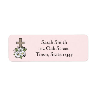 Cross and Flowers Personalised Return Address