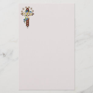 Cross And Flowers Stationery
