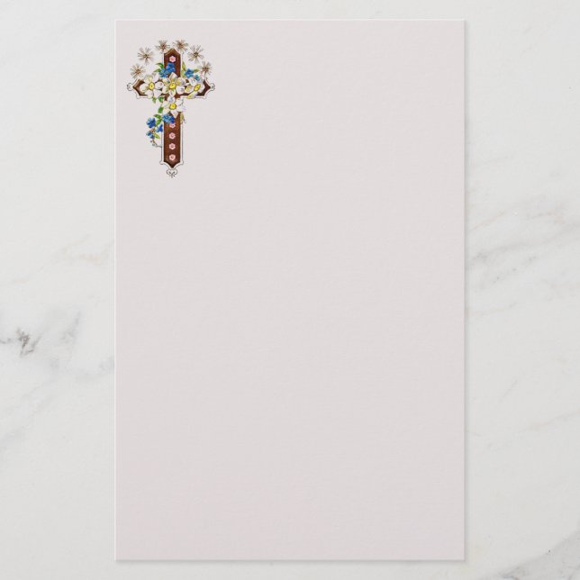 Cross And Flowers Stationery (Front)