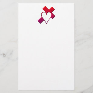 Cross and heart #1 ( 3-D Red / purple ) Stationery