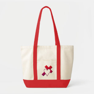 Cross and heart #1 ( 3-D Red / purple ) Tote Bag