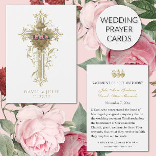 Cross and Heart Catholic Wedding Prayer Card