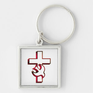Cross and Holy Spirit / Holy Ghost Key Ring