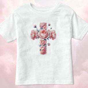 Cross and Pastel Roses Toddler T-Shirt