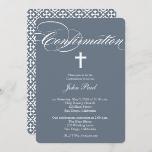 Cross and Quatrefoil Confirmation Invitation