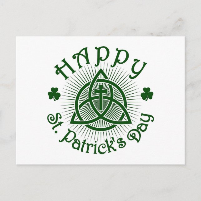 Cross And Shamrocks Holiday Postcard (Front)