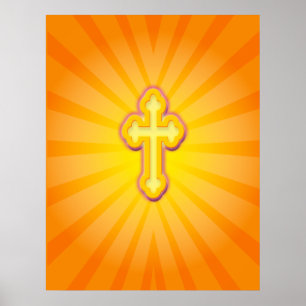 CROSS AND SUN RAYS POSTER