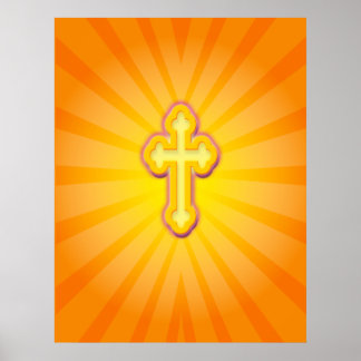 CROSS AND SUN RAYS POSTER