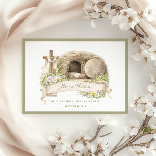 Cross and Tomb   He is Risen Resurrection Day Card