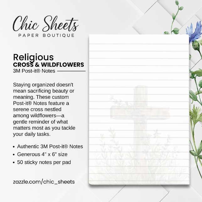 Cross and Wildflowers 3M Post-it® Notes (Creator Uploaded)