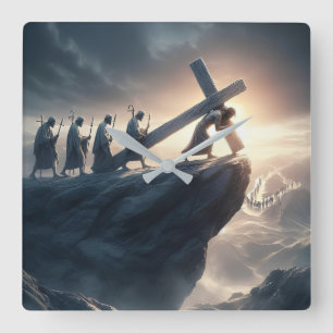 Cross as a Burden - Carry Your Cross Square Wall Clock