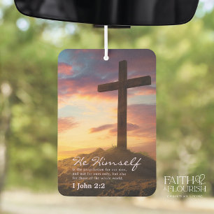 Cross at Dusk Scripture Bible Car Air Freshener