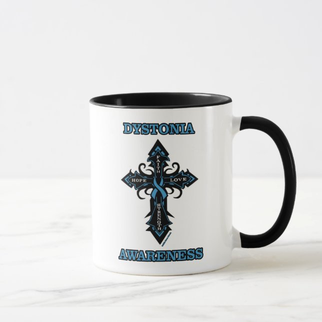 Cross/Awareness...Dystonia Two-Tone Coffee Mug (Right)