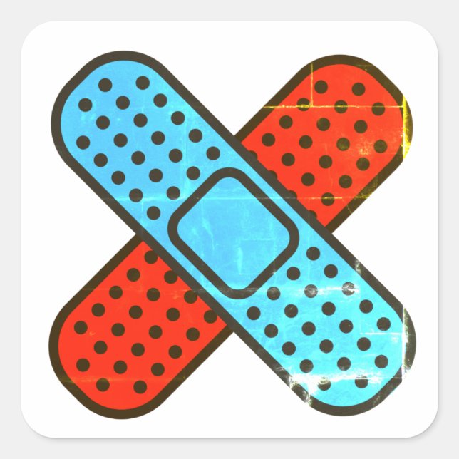 Cross Bandage Bandaid Square Sticker (Front)