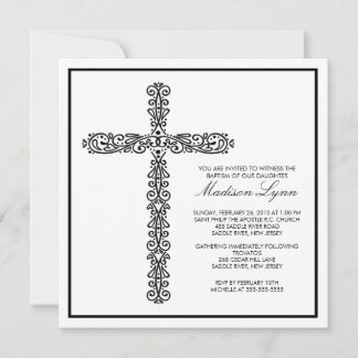 Cross Baptism Christening Baby Baptism Inviation Invitation