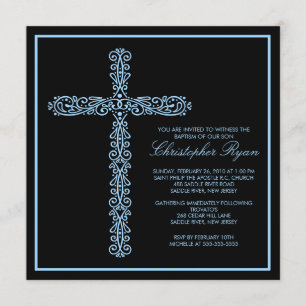 Cross Baptism Christening Boy Baptism Inviation Invitation